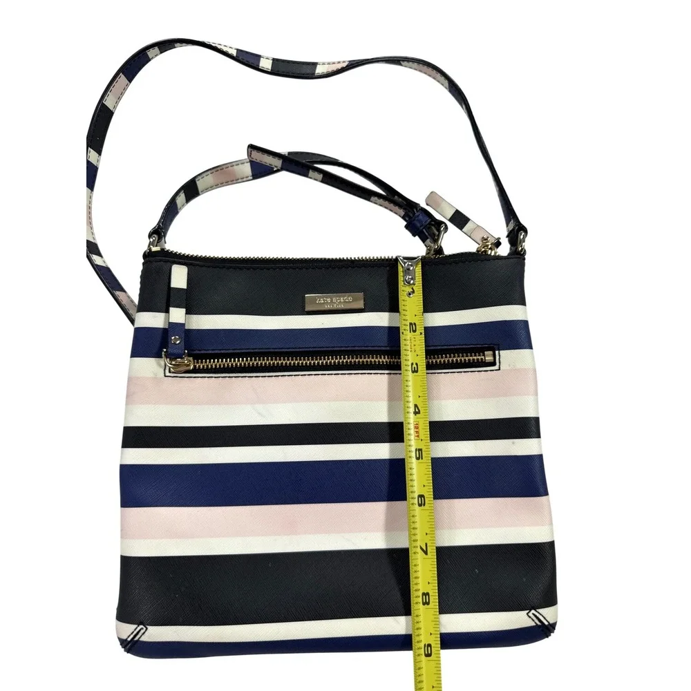 Kate Spade Crossbody Bag Womens Medium Multi Stripe Saffiano Leather Zip